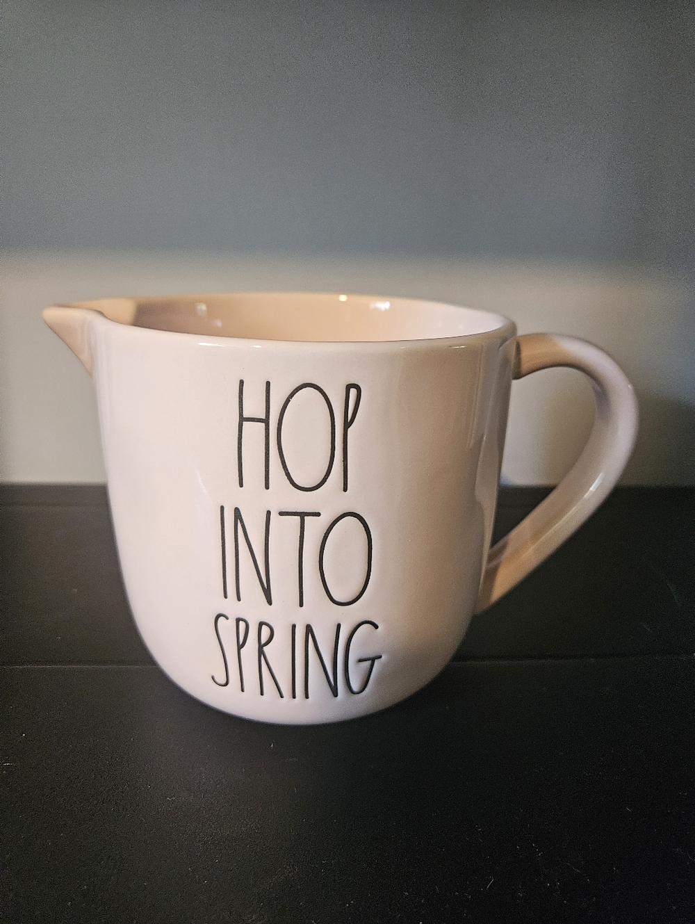 Cream Ceramic Pitcher "Hop Into Spring"
